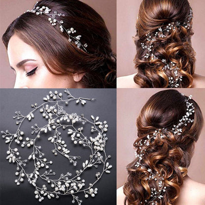 Elegant Wedding Hair Accessories featuring crystal pearl hair band for brides, perfect for weddings and special occasions.
